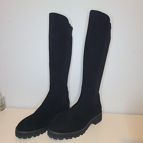 STUART WEITZMAN boots Lift Knee black suede Pull-on 5050 Stretch sz 9.5 new - Picture 4 of 11